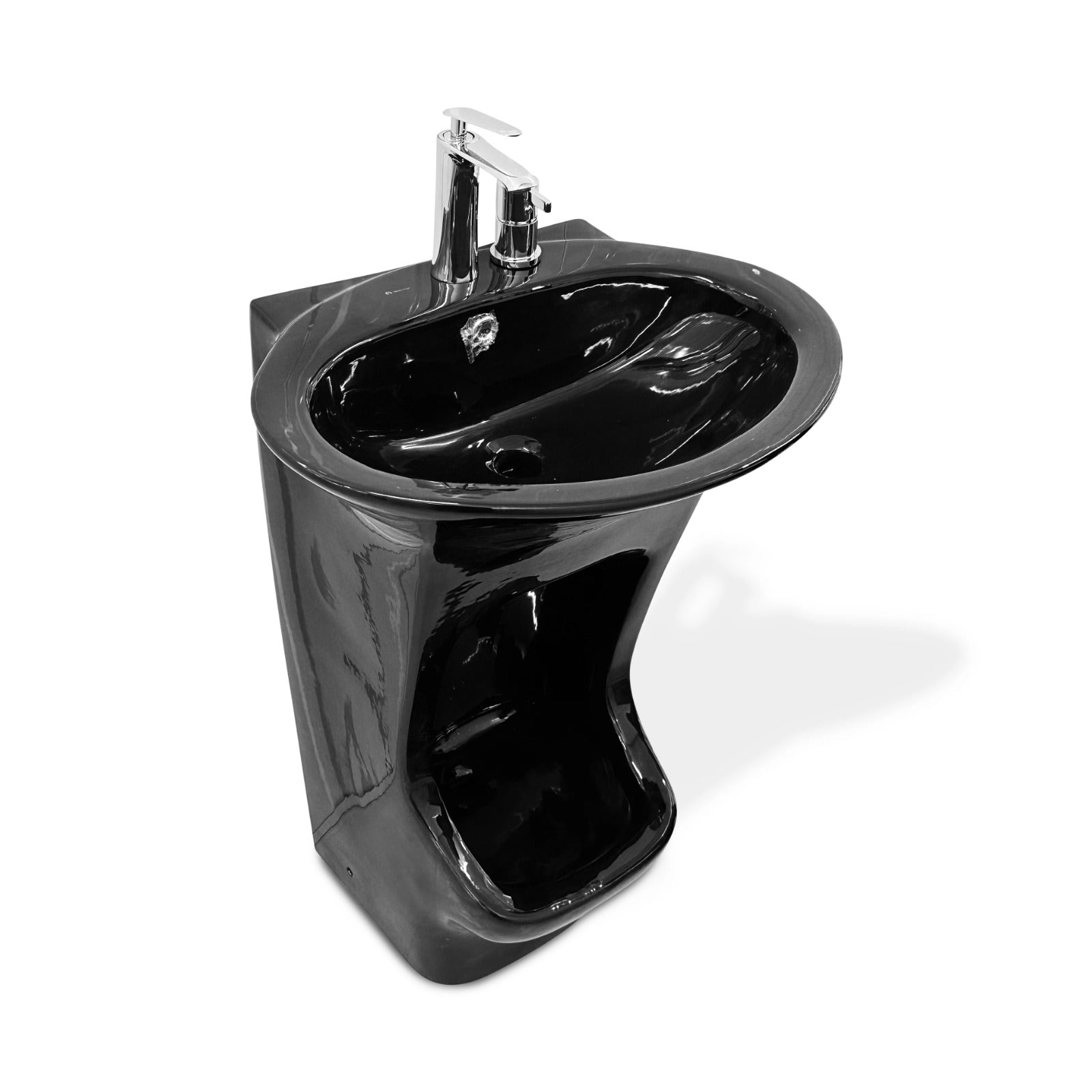 Smart Dual-Level Ceramic Wudu Basin with Mixer & Fittings