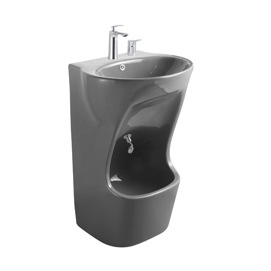 Smart Dual-Level Ceramic Wudu Basin with Mixer & Fittings